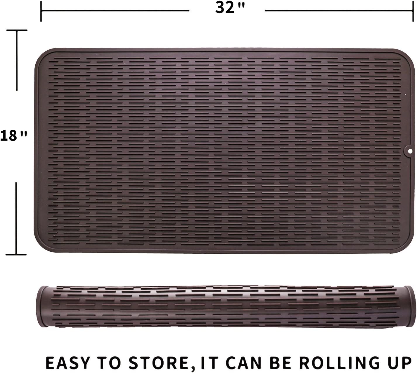 MicoYang Silicone Dish Drying Mat for Multiple Usage,Easy clean,Eco-friendly,Heat-resistant Silicone Mat for Kitchen Counter,Sink,Bar,Bottle,or Cup Green M 17 inches x 6 inches