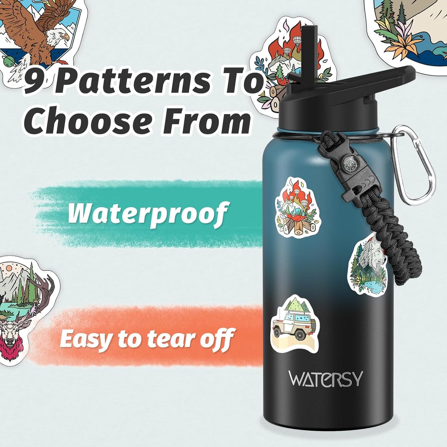 40oz Insulated Water Bottle (Cold for 48 Hrs),BPA Free&Leak Proof,Stainless Steel Water Flask,Water Jug with Straw Spout Lids for Gym,Hiking,Travel,Black Blue