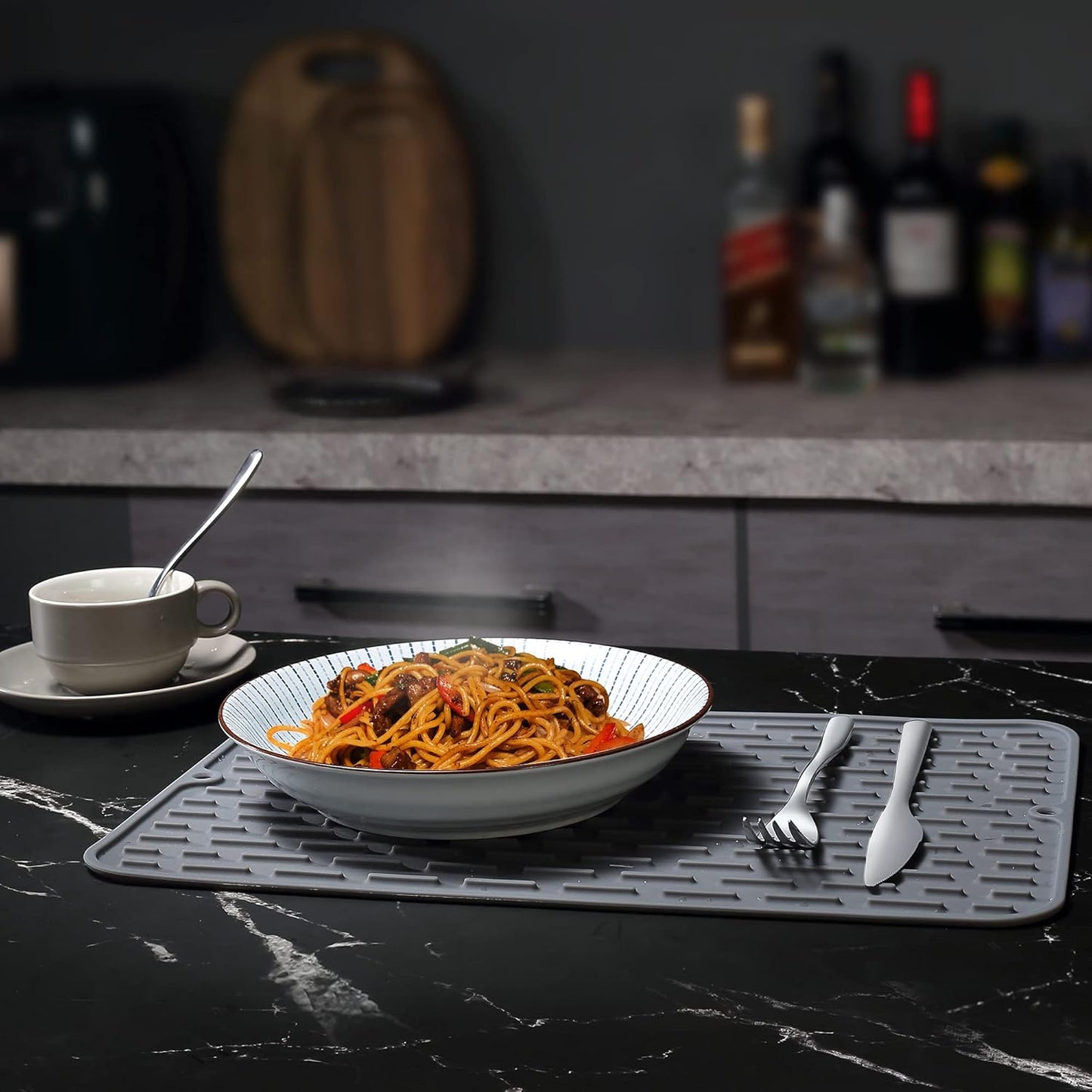 To encounter Silicone Dish Drying Mat -Small 17.5" x 8" - Set of 2 Flexible Stemware Drying Mat, Heat Resistant Silicone Trivet, Countertop Mat, Dish Draining Mat, Sink Mat