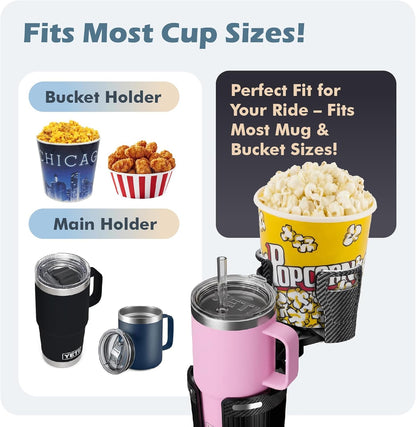 OtterVerz 11 Upgraded Car Cup Holder Tray, 3 in 1 Car Cup Holder Expander Adapter, 360° Rotating Detachable 10.5" Car Food Tray Table for Eating, Road Trip Essentials, Fits Yeti/Hydro Flask 16–46oz