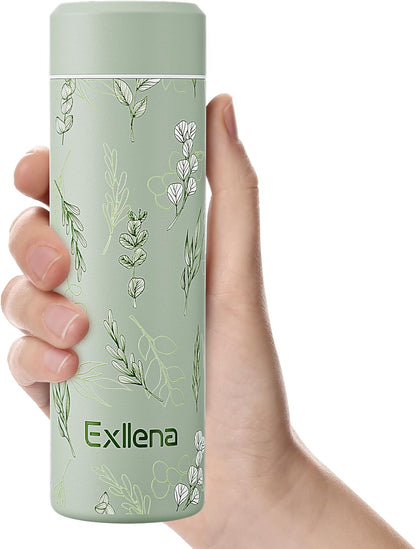 【Upgraded】Exllena Small Insulated Water Bottle 12 oz/350ml– Mini Insulated Water Bottle for Hot & Cold Drinks, Perfect Small Water Bottle for Travel, Purse...(Greyish Blue)