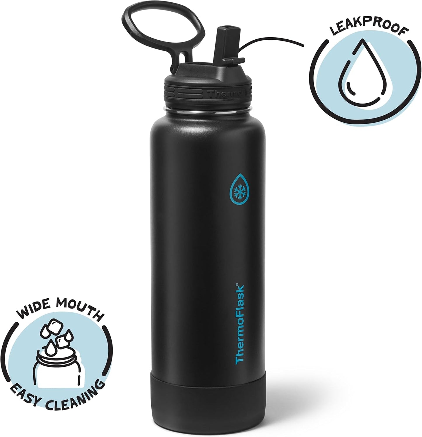 ThermoFlask Insulated Water Bottle with Spout Lid (24 oz, Lemonade Stand) - Leakproof, Stainless Steel Water Bottle for Cold & Hot Drinks, Travel & Daily Hydration