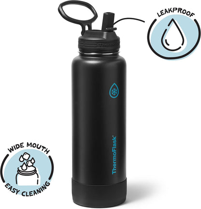 ThermoFlask Insulated Water Bottle with Spout Lid (24 oz, Lemonade Stand) - Leakproof, Stainless Steel Water Bottle for Cold & Hot Drinks, Travel & Daily Hydration