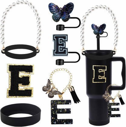 7pcs Cup Accessories for Stanley 30/40oz Tumbler, Handle Strap, Straw Cover, Silicone Boot, Letter Charm Stickers