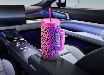 Meoky 40 oz Tumbler with Handle and Straw: Stainless Steel Insulated Tumbler with Lid and Straw - 100% Leak Proof Tumbler for Car Cup Holders - Travelers Commuters Workers, Donut