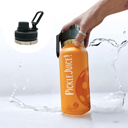 Maui Pickleball Co.™ Pickleball Water Bottle 32oz Insulated Stainless Steel Water Bottle PickleBall Accessories Pickleball Gifts Sip/Swig Lid with Carry Handle