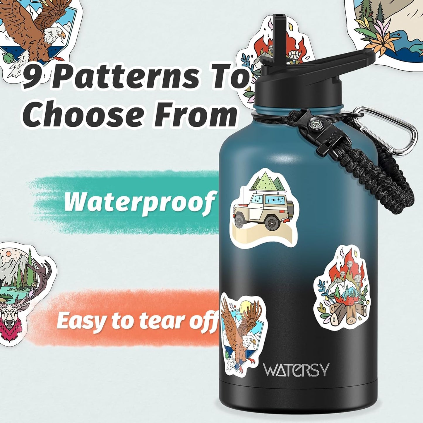 40oz Insulated Water Bottle (Cold for 48 Hrs),BPA Free&Leak Proof,Stainless Steel Water Flask,Water Jug with Straw Spout Lids for Gym,Hiking,Travel,Black Blue