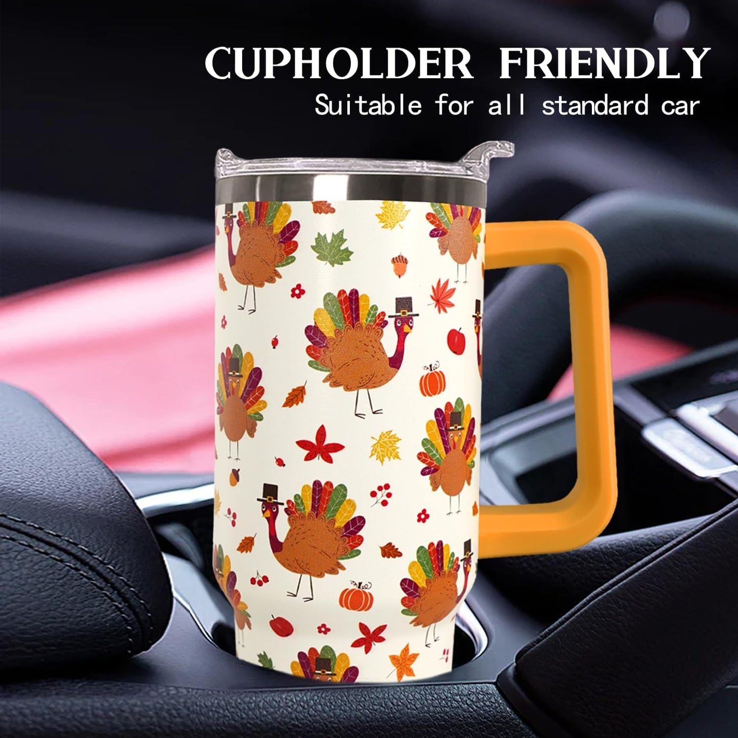 Ceovfoi 40 oz Pickleball Coffee Mug Vacuum Insulated Travel Tumbler with Handle, Lid & Straw - Perfect Pickleball Gifts for Players, Coaches, Lovers | Pickleball Accessories