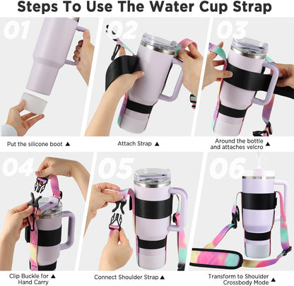 EasyAcc Water Bottle Holder Strap Sling, for Owala FreeSip 24 32 40 oz, Hydro Flask, Cirkul, Yeti, Stanley Flip, Universal Water Bottles, with Carabiner, for Walking Curise Travel (Bottle Excluded)