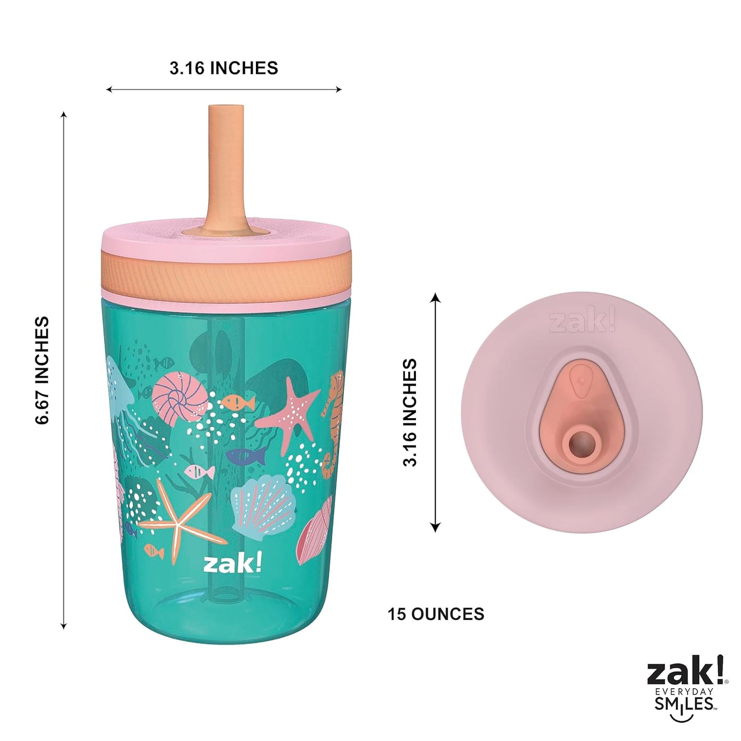 Zak Designs 15oz Bluey Kelso Tumbler Set, Leak-Proof Screw-On Lid with Straw Made of Durable Plastic and Silicone, Perfect Bundle for Kids, 2 Count (Pack of 1) - Colors B