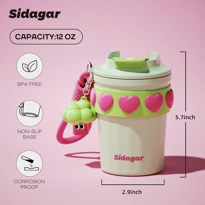 SDGA+ 12 oz Travel Coffee Mug Spill Proof Leak Proof, Stainless Steel Thermal Coffee Cup with Lid, Resuable Cup for Hot and Cold, Portable Tumbler for Women, Light Pink