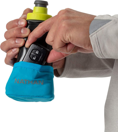 Nathan Running Handheld Water Bottle Adjustable No-Grip Quick Squeeze Lite Hand Strap. Reflective Hydration