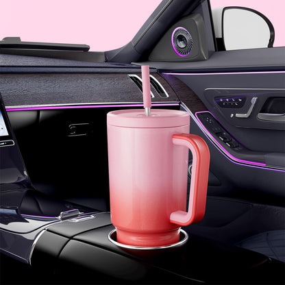 Meoky 40 oz Tumbler with Handle and Straw: Stainless Steel Insulated Tumbler with Lid and Straw - 100% Leak Proof Tumbler for Car Cup Holders - Travelers Commuters Workers, Donut