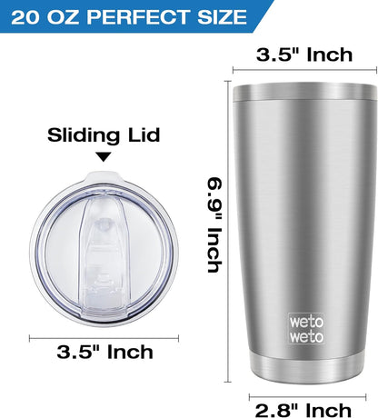 WETOWETO 20oz Tumbler, Stainless Steel Vacuum Insulated Coffee Travel Mug, Double Wall Powder Coated Insulated Coffee Mug Travel Mug with Lid Thermal Cup for Outdoor (Navy Blue, 1 Pack)