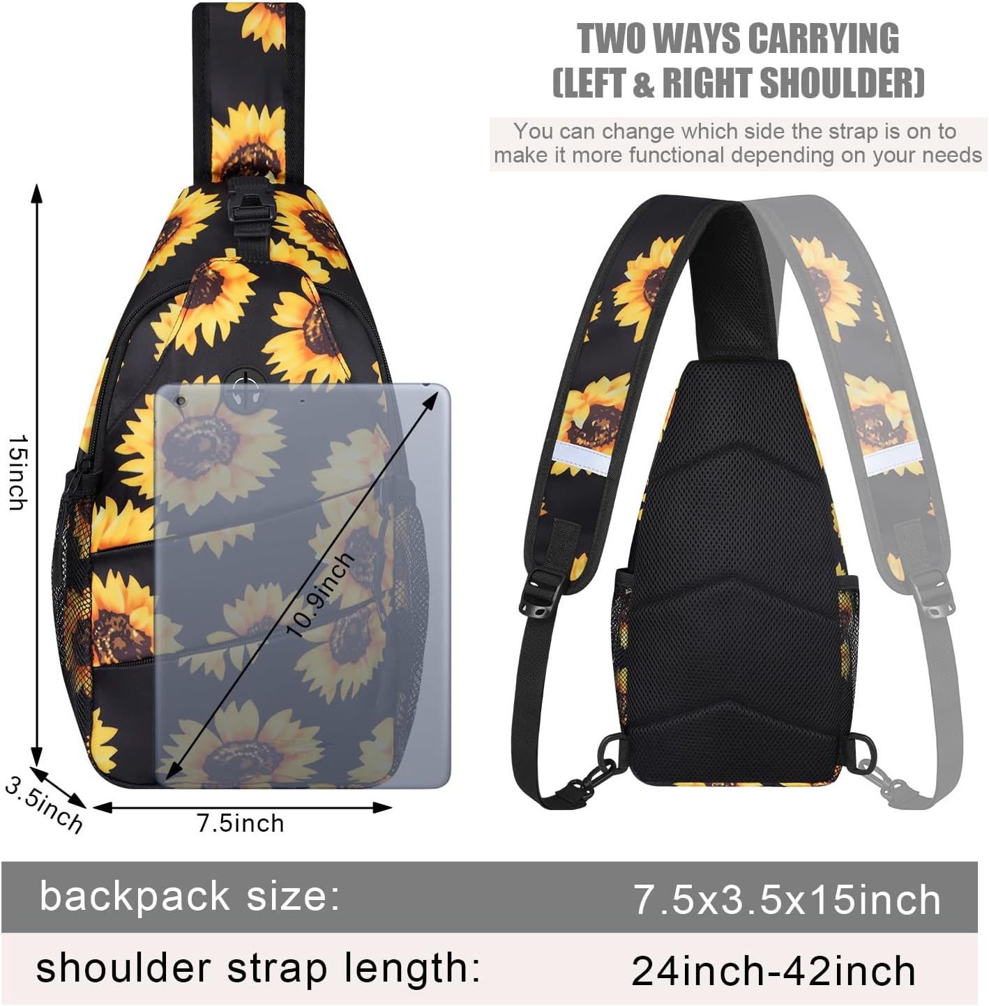 Pritent Crossbody Bags for Women Men Trendy Sling Bag Backpack Casual Chest Bag with Convertible Shoulder Strap