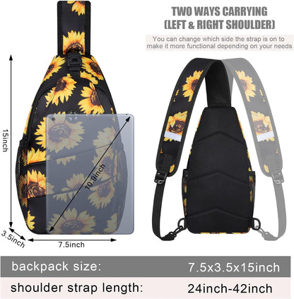 Pritent Crossbody Bags for Women Men Trendy Sling Bag Backpack Casual Chest Bag with Convertible Shoulder Strap