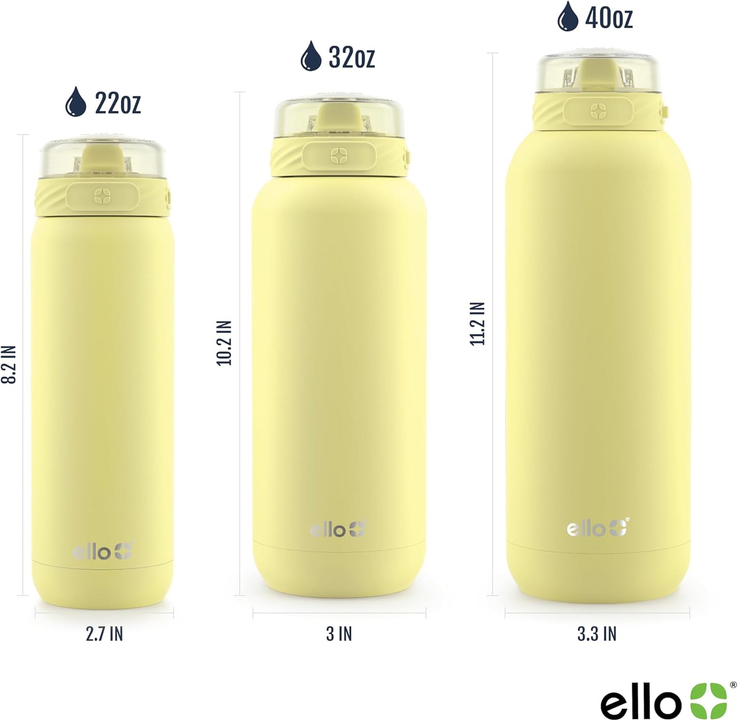 Ello Cooper 22oz Stainless Steel Water Bottle with Straw and Carry Handle, Double Walled and Vacuum Insulated Metal, Leak Proof Locking Lid with Soft Silicone Spout, Reusable, BPA Free, Lilac