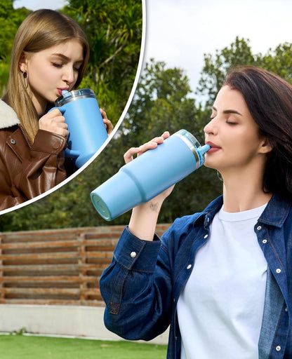 2 Pack 30 oz Tumbler Flip Straw Lid Replacement Fit for Stanley Quencher,Spill Proof Splash Resistant Tumbler Lids, Reusable Leak Proof Tumbler Cover for Stanley Cup Accessories