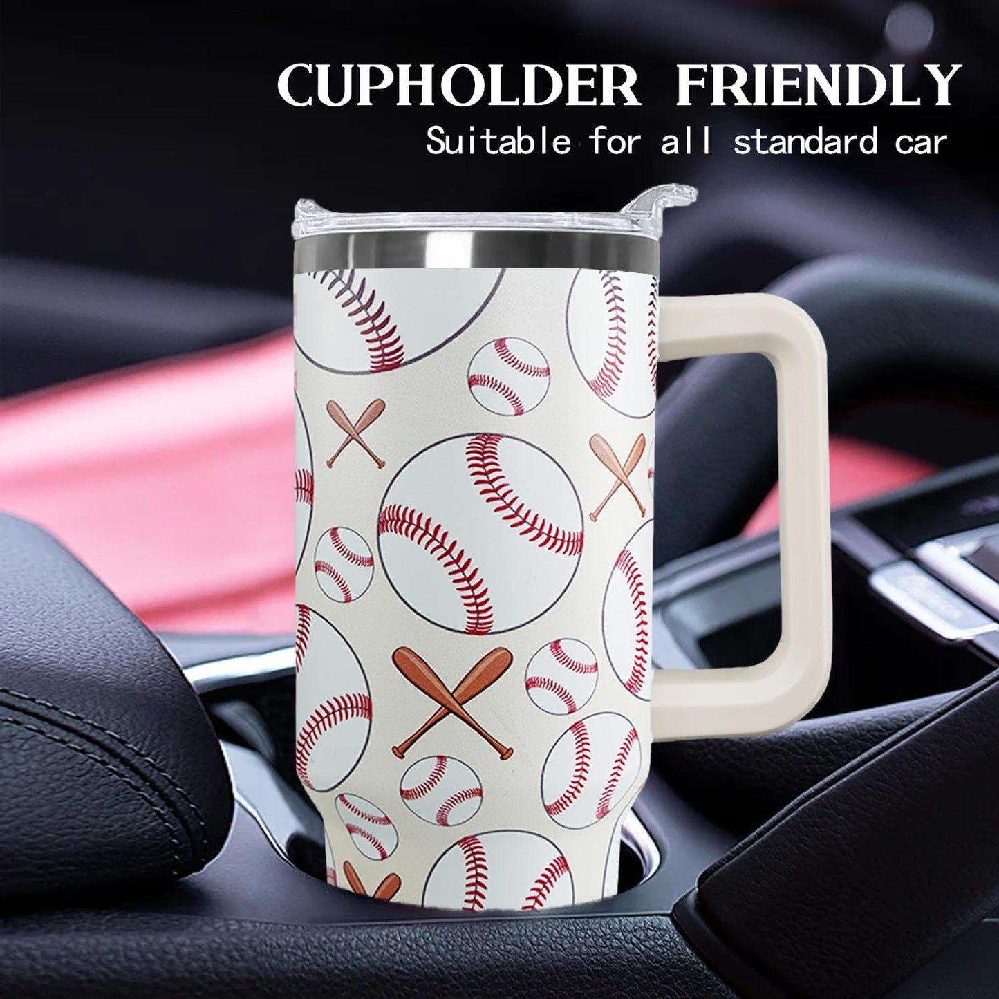 Ceovfoi 40 oz Pickleball Coffee Mug Vacuum Insulated Travel Tumbler with Handle, Lid & Straw - Perfect Pickleball Gifts for Players, Coaches, Lovers | Pickleball Accessories