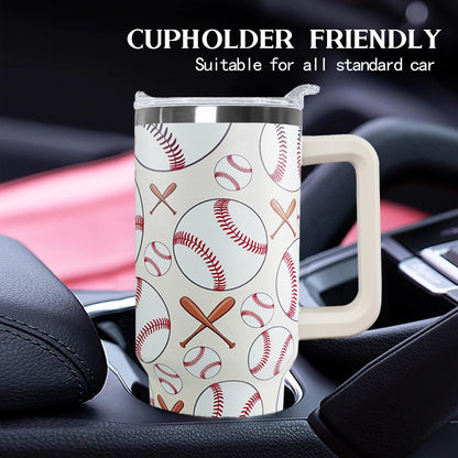 Ceovfoi 40 oz Pickleball Coffee Mug Vacuum Insulated Travel Tumbler with Handle, Lid & Straw - Perfect Pickleball Gifts for Players, Coaches, Lovers | Pickleball Accessories