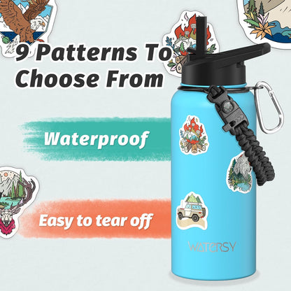 40oz Insulated Water Bottle (Cold for 48 Hrs),BPA Free&Leak Proof,Stainless Steel Water Flask,Water Jug with Straw Spout Lids for Gym,Hiking,Travel,Black Blue