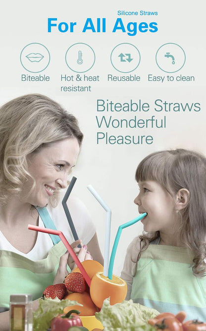 Set of 10 Large Reusable Silicone Straws Pink Thick Smoothie Silicone Drinking Straws with Cleaning Brushes- Extra Long Flexible -For 20oz 30oz and 40oz Tumblers BPA Free Non Rubber
