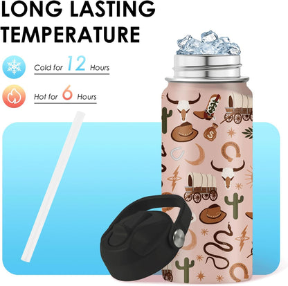 Strawberry Gifts for Kids - 16oz Pink Kids Water Bottle with Straw Lid, Stainless Steel Insulated Water Bottle, Leakproof, BPA-Free, for Girls, School, Strawberry Lover Children Birthday Gift Cup(1pc)