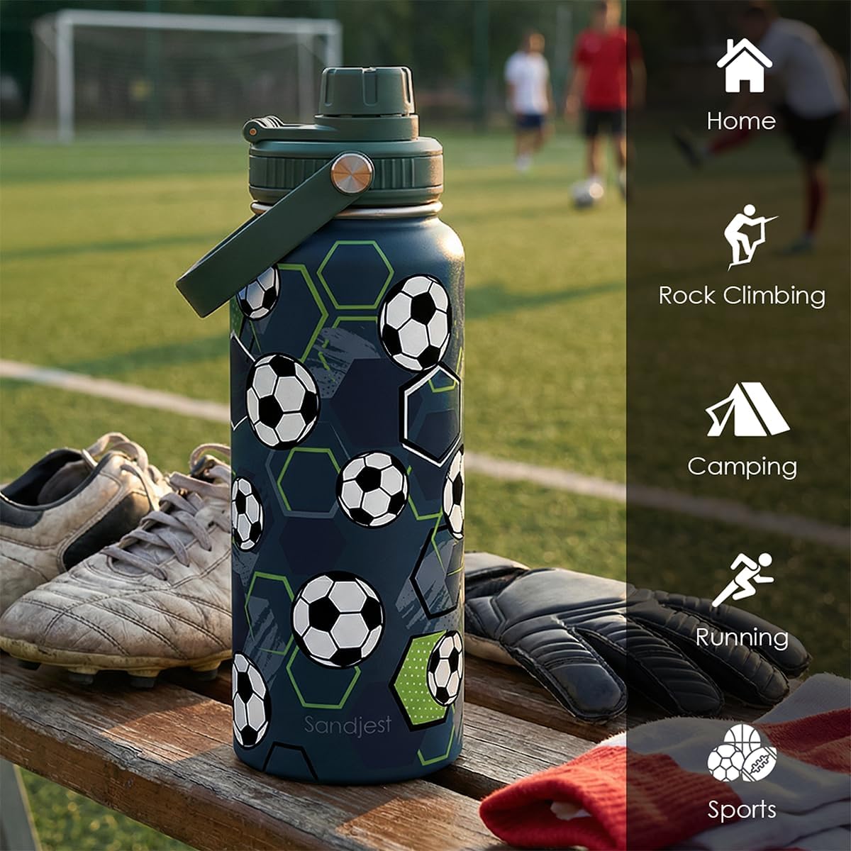 SANDJEST Gym Insulated Engraved Stainless Steel Water Bottle 32oz, Vacuum Chug Lid Travel Tumbler For Men Friends Dad Gymer Trainer, Gym Mode on, Birthday Christmas Father's Day