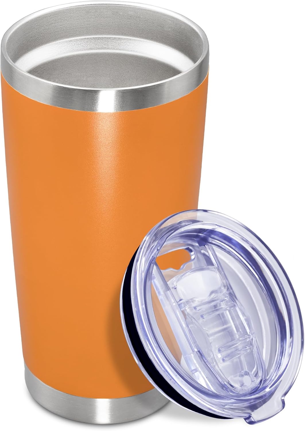 20 oz Tumbler Coffee Travel Tumblers Bulk with Lid Stainless Steel Double Wall Vacuum Insulated Mug Powder Coated Cups fit Car Cupholder for Hot and Cold - Stainless Steel, 4Pack