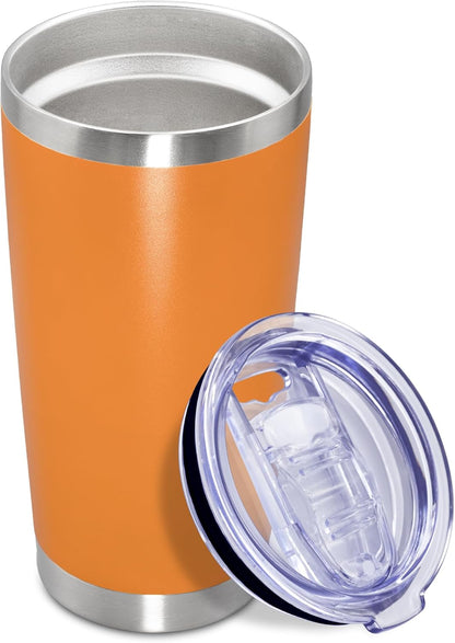 20 oz Tumbler Coffee Travel Tumblers Bulk with Lid Stainless Steel Double Wall Vacuum Insulated Mug Powder Coated Cups fit Car Cupholder for Hot and Cold - Stainless Steel, 4Pack