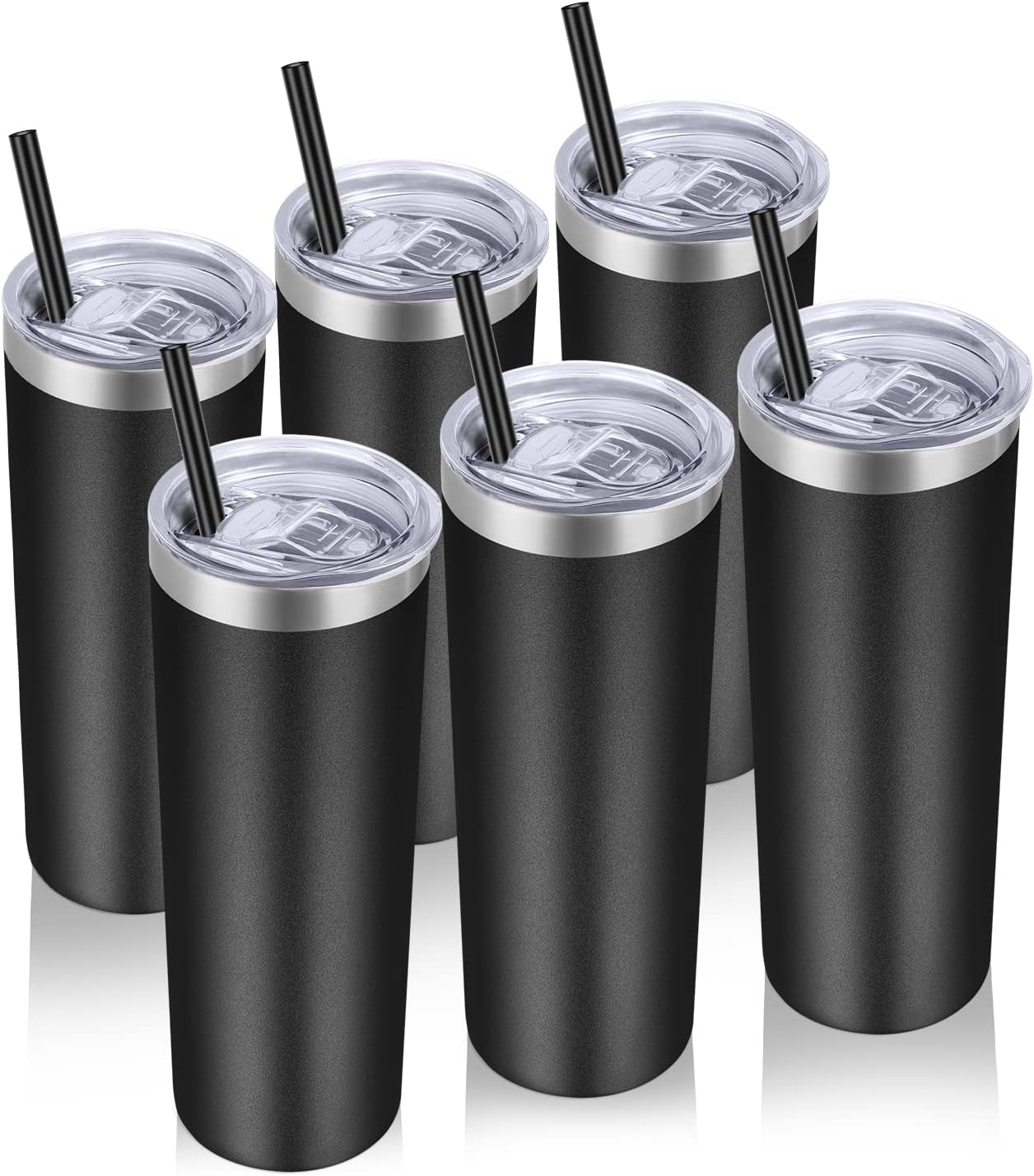 VEGOND Stainless Steel Skinny Tumbler, 20 oz Vacuum Insulated Tumbler with Lid and Straw, Double Wall Coffee Cup, Travel Mug for Cold Hot Drinks, Light Pink 1 Pack