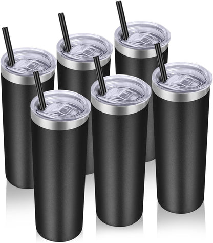 VEGOND Stainless Steel Skinny Tumbler, 20 oz Vacuum Insulated Tumbler with Lid and Straw, Double Wall Coffee Cup, Travel Mug for Cold Hot Drinks, Light Pink 1 Pack