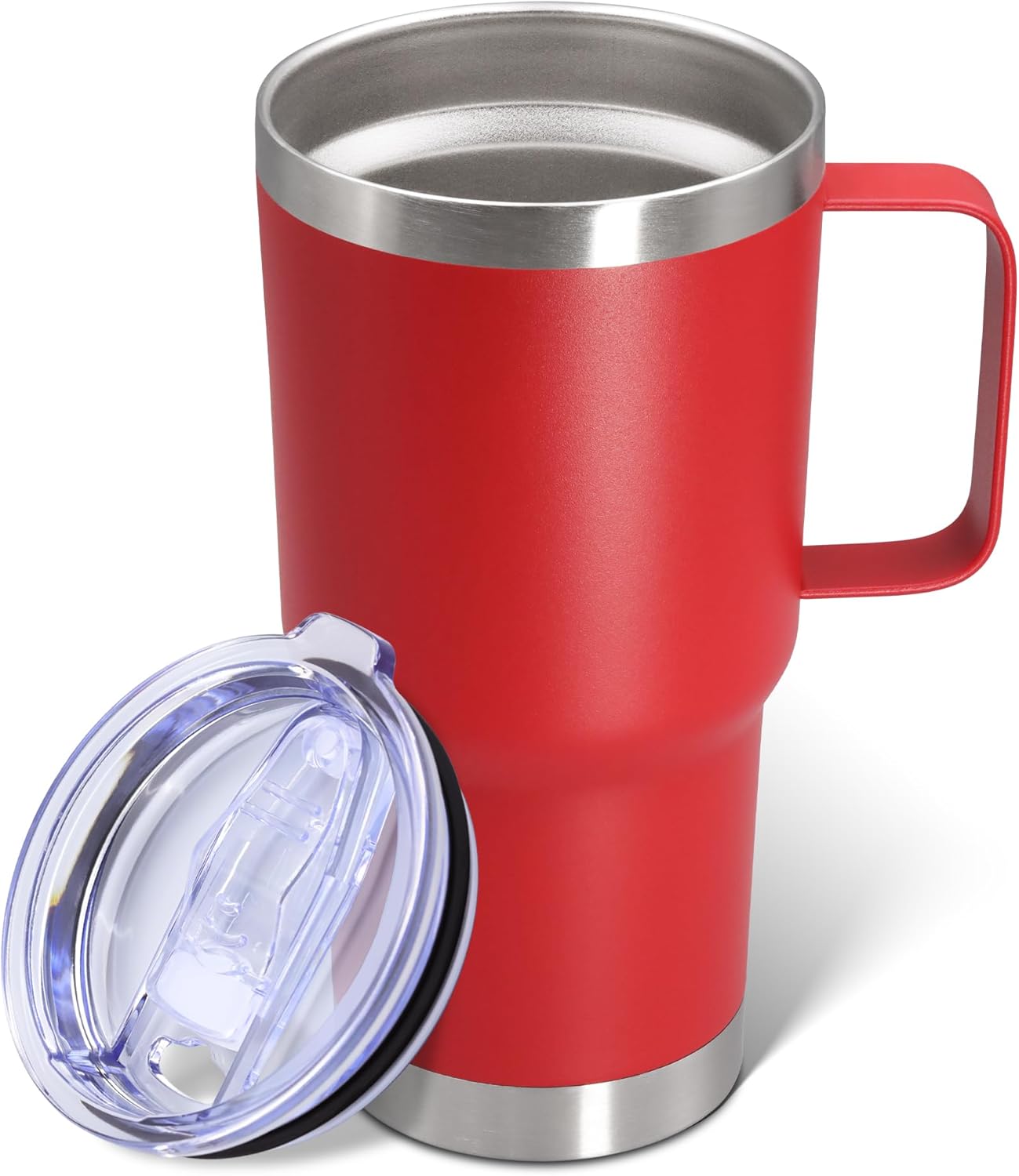 20 oz Tumbler with Handle and Lid, Stainless Steel Tumbler Insulated Travel Coffee Mug, Spill Proof Double Wall Vacuum Tumbler Cup Keep Drink Hot & Cold,White, 1 Pack