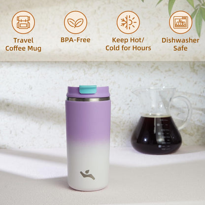 Konokyo Tumbler with Lid, 16 oz Travel Coffee Mug Double Wall Vacuum Stainless Steel Thermal Metal Cup Insulated Water Bottle,Navy Blue