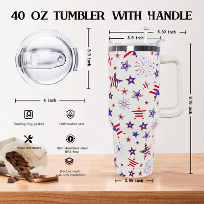 Ceovfoi 40 oz Pickleball Coffee Mug Vacuum Insulated Travel Tumbler with Handle, Lid & Straw - Perfect Pickleball Gifts for Players, Coaches, Lovers | Pickleball Accessories