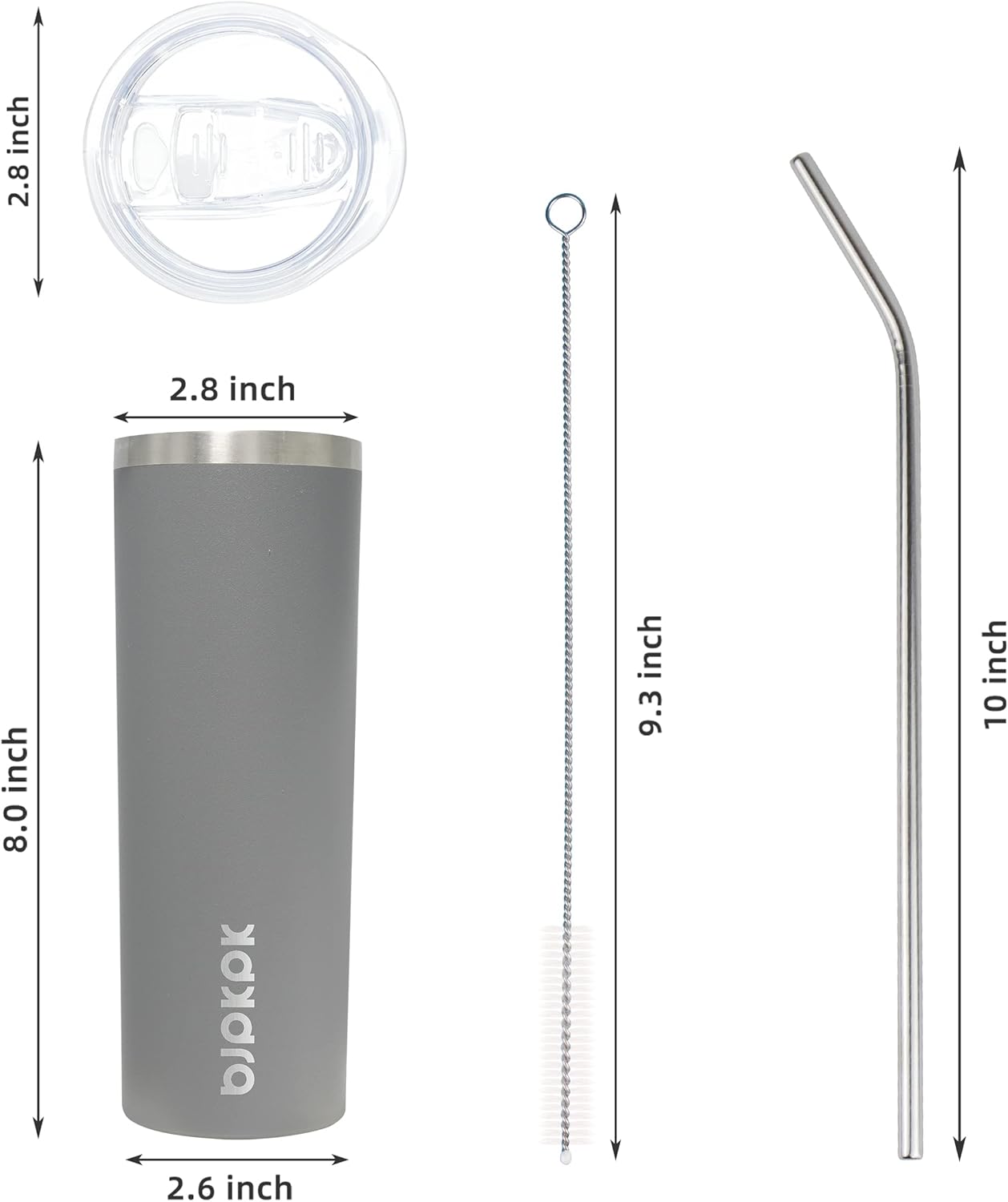 BJPKPK Skinny Tumbler with Lid 20 oz Stainless Steel Vacuum Insulated Double Wall Travel Coffee Water Tumblers Cup,White