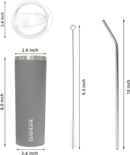 BJPKPK Skinny Tumbler with Lid 20 oz Stainless Steel Vacuum Insulated Double Wall Travel Coffee Water Tumblers Cup,White