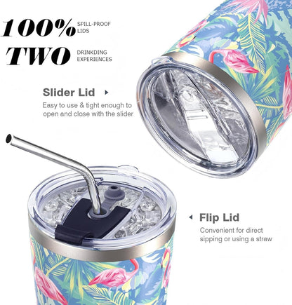 30 oz Travel Coffee Tumbler Cup, Double Wall Stainless Steel Reusable Spill Proof Tumbler with Straw, Leak Proof Insulated Tumbler with Straw for Iced Coffee, Tea & Water (Black)