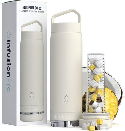 Infusion Pro Fruit Infuser Water Bottle with Straw Lid (32 oz) Stainless Steel Vacuum Insulated : 50 Recipe Fruit Infusion eBook : More Flavor : Easy Cleaning : Great Gift