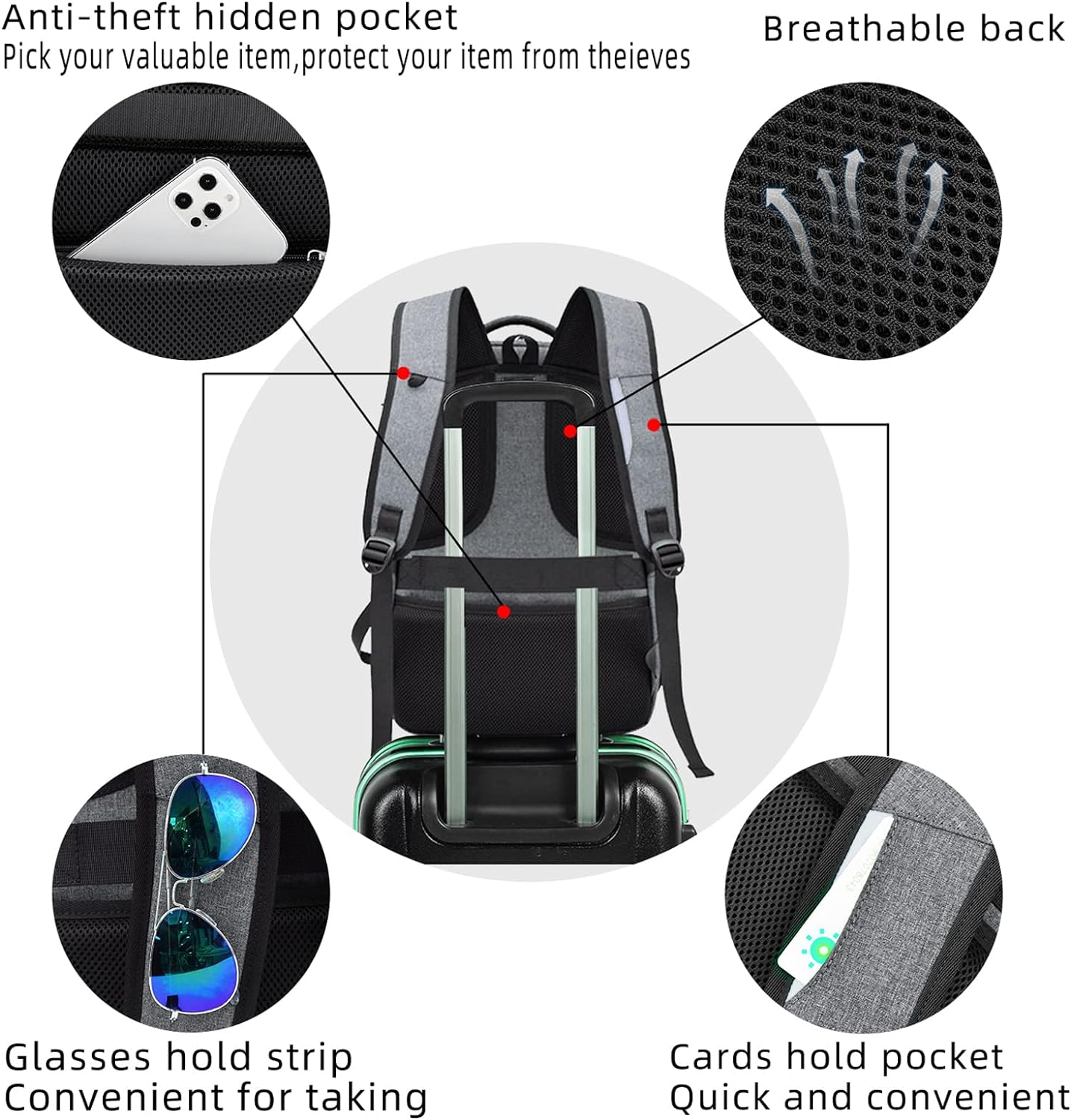 DUSLANG 17 Inch Laptop Backpack for Travel Water Resistant College Backpack for Men/Women Laptop Bag with USB Charging Port,Black - Colors A