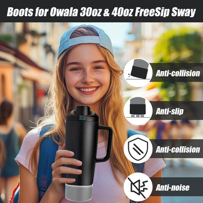 Mity rain 2PCS Protective Silicone Boots for Owala 30oz & 40oz FreeSip Sway Bottles & Tumblers - Accessories for owala, Enhances Stability & Prevents Scratches(Black Cherry)