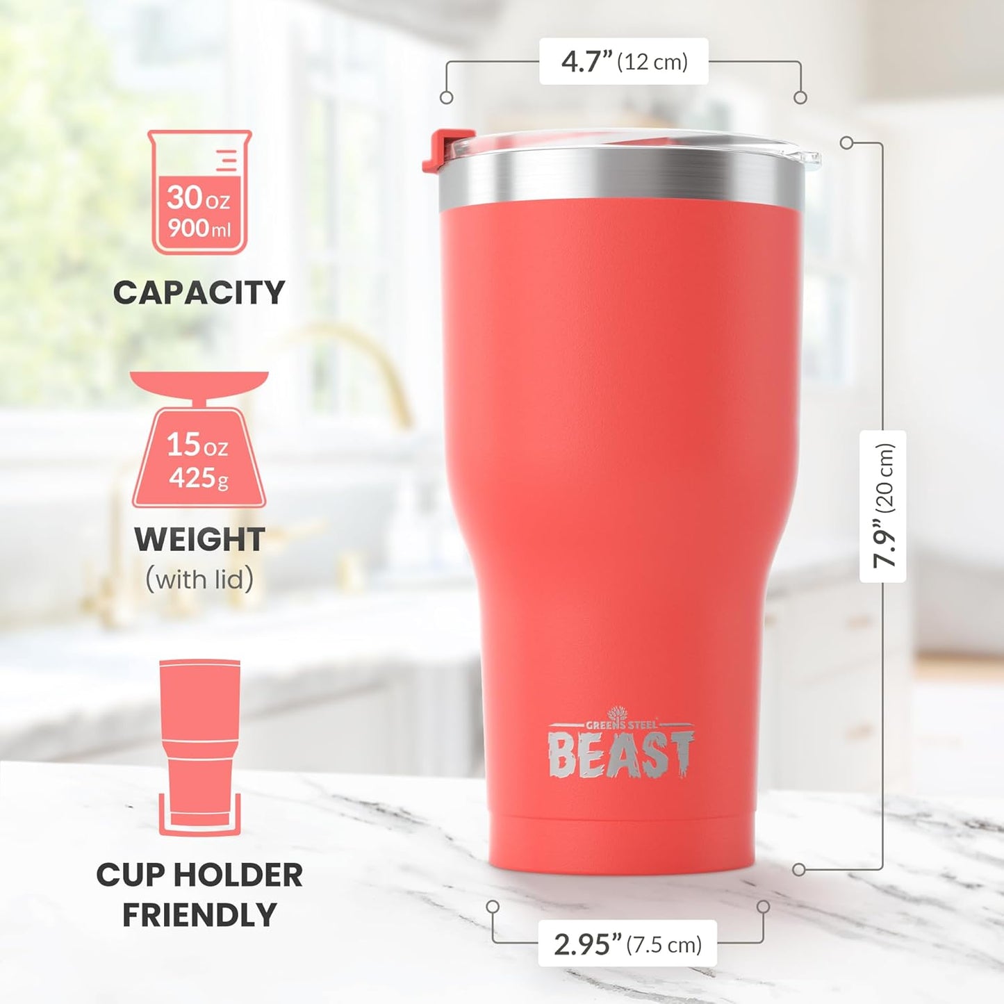Beast 10 oz Tumbler Stainless Steel Vacuum Insulated Coffee Ice Cup Double Wall Travel Flask (Arctic White)