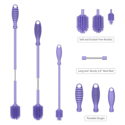 A-Brush Silicone Bottle Cleaner Brush, 2 Piece Set, Flexible, Long Handle - Water Bottle Cleaner, Baby Bottle Nipple Brush for Plastic & Glass, BPA-Free Dish Washing Brush A2S Protection