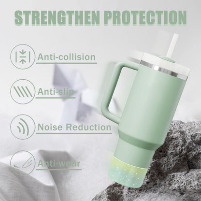 Jelly Luster Glitter Silicone Transparent Boot for Stanley 20-40oz, Compatible with Hydro Flask or Other Water Bottle Tumbler, 2.85-3.0 inch Protective Anti-Slip Bottom Sleeve Cover