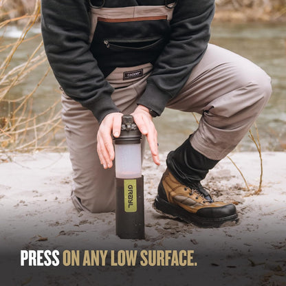 GRAYL GeoPress 24 oz Water Purifier Bottle - Filter for Hiking, Camping, Survival, Travel (Bali Blue)