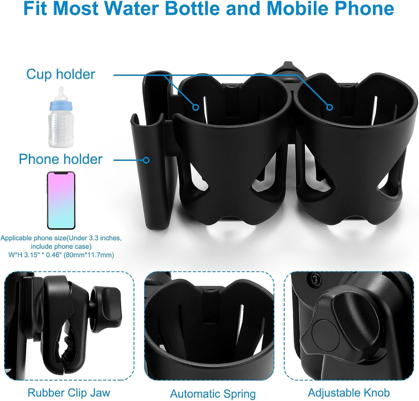 Accmor Stroller Cup Holder, Universal Cup Holder for Walker Wheelchair Bike, 360° Rotatable Stroller Cup Holder Attachment Accessories for Walker, Wheelchair, Scooter