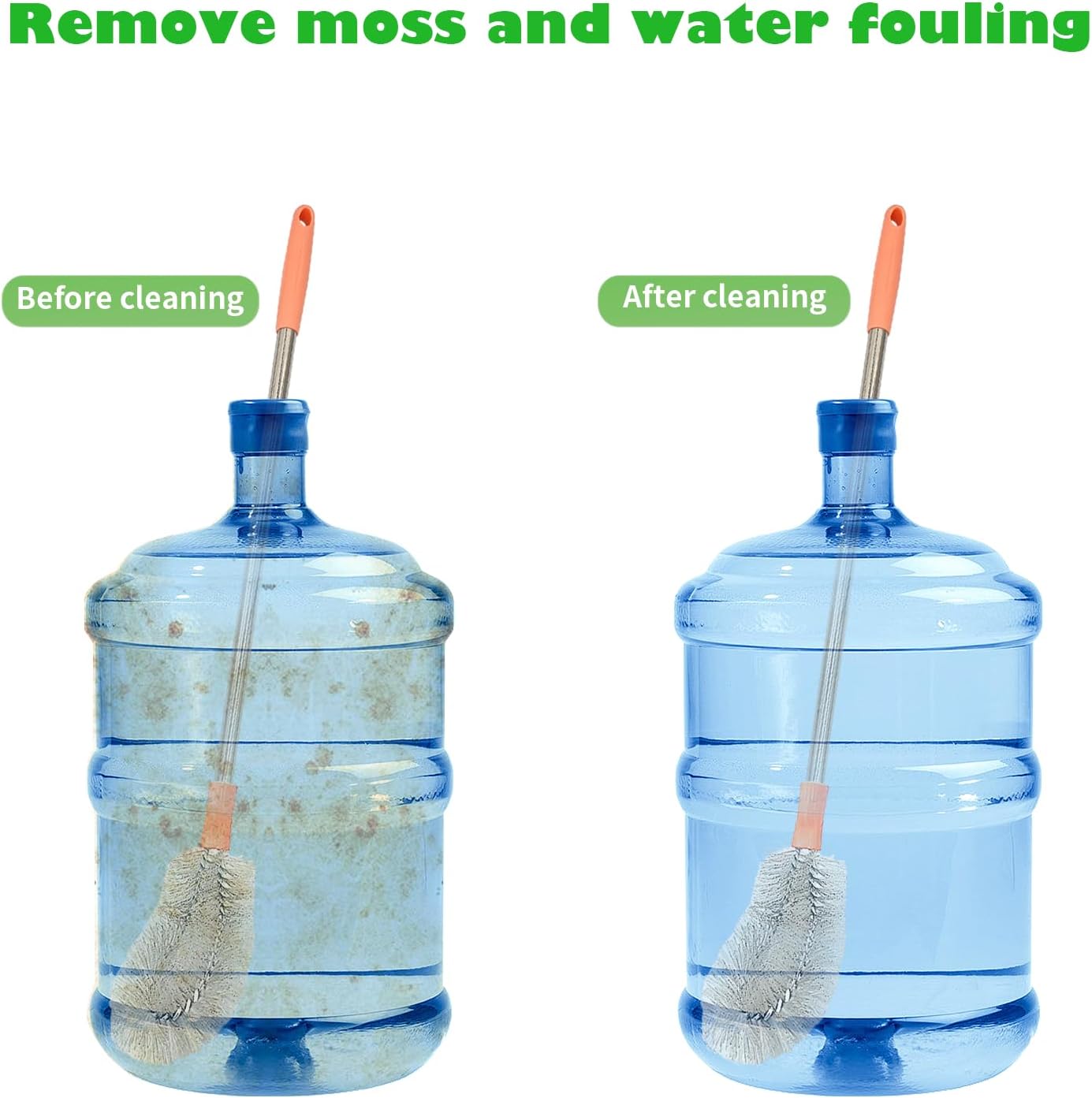 2-Pack Bucket Brush, Bottle Brush for Cleaning Extra Long Bottles, Gallon Jug Cleaner, Water Bottle Cleaner.