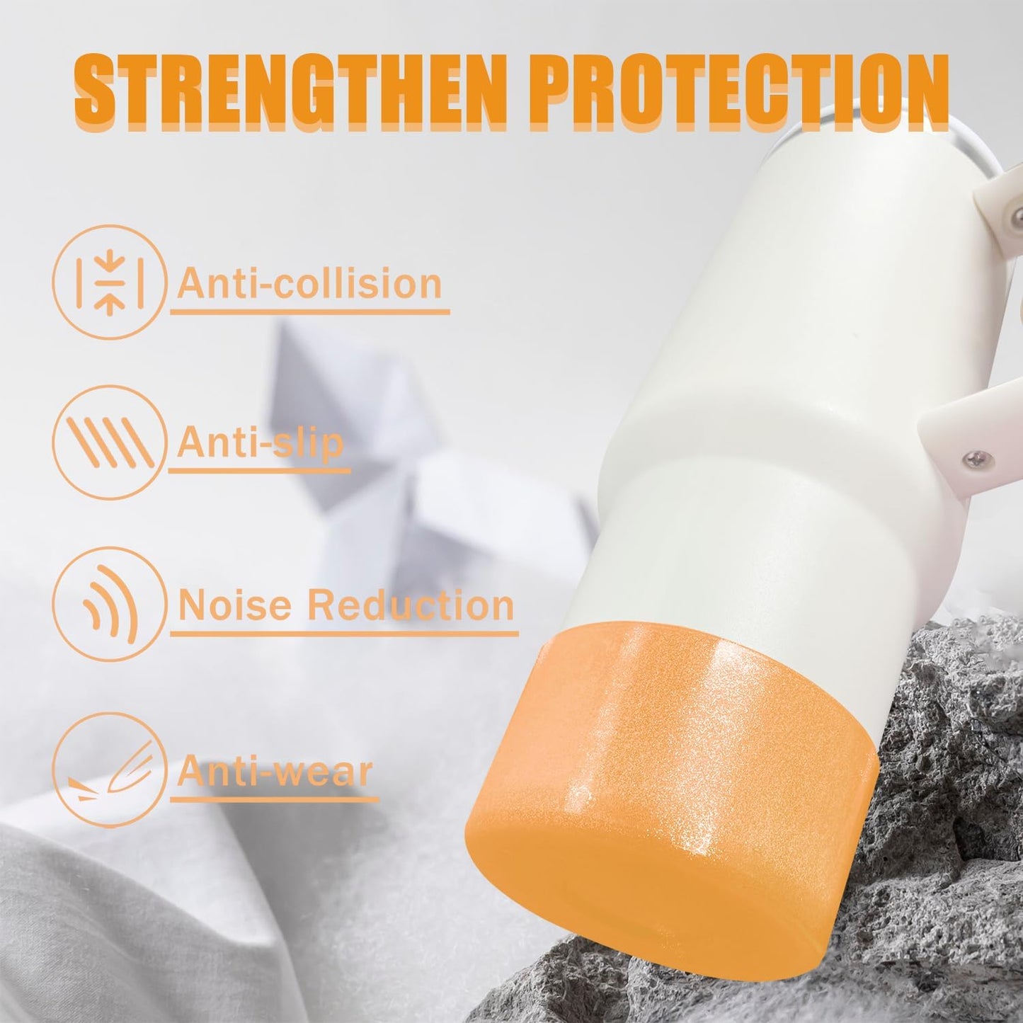 Jelly Luster Glitter Silicone Transparent Boot for Stanley 20-40oz, Compatible with Hydro Flask or Other Water Bottle Tumbler, 2.85-3.0 inch Protective Anti-Slip Bottom Sleeve Cover