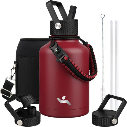 Konokyo 22oz Stainless Steel Bottles with 3 Lids Sport Insulated Water Bottle,Mint