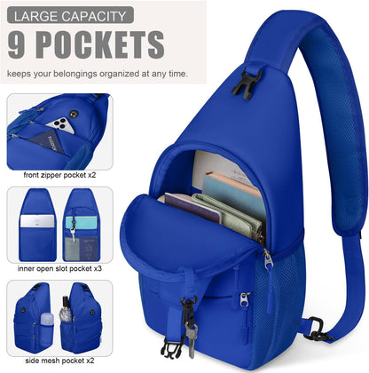 Pritent Crossbody Bags for Women Men Trendy Sling Bag Backpack Casual Chest Bag with Convertible Shoulder Strap